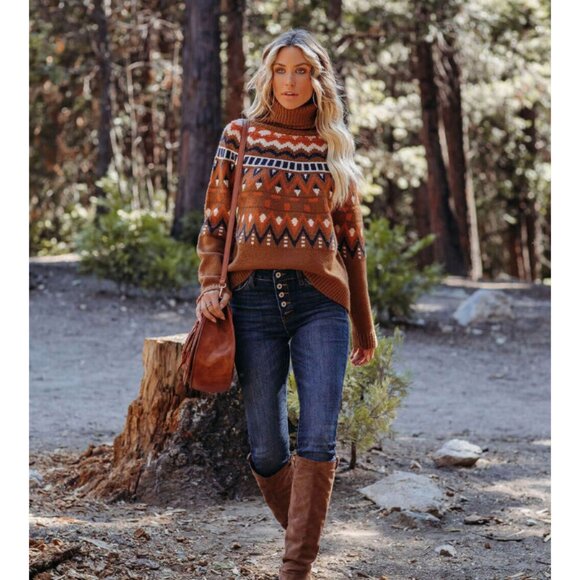 Vici Brown Fair Isle Sweater - Picture 4 of 12